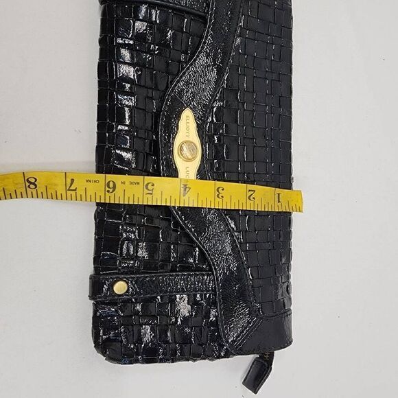 Elliott Lucca Black Woven Leather Clutch With Wrist Strap Women's Bag - Picture 9 of 11